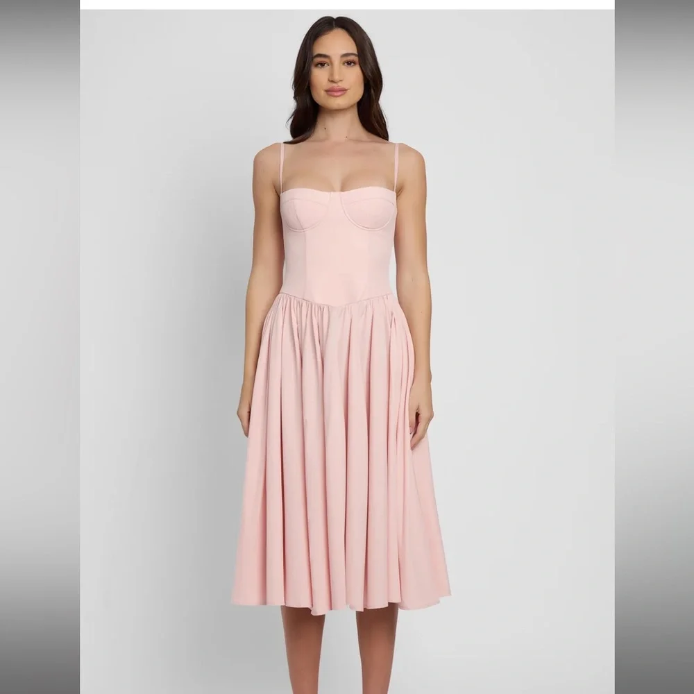 BNWT Leau ballerina bustier midi dress in pink - Picture 1 of 4